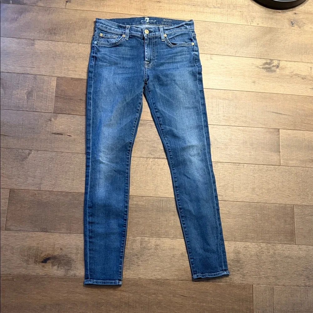 💕 7 For All Mankind Medium Blue Skinny Jeans - Picture 1 of 8